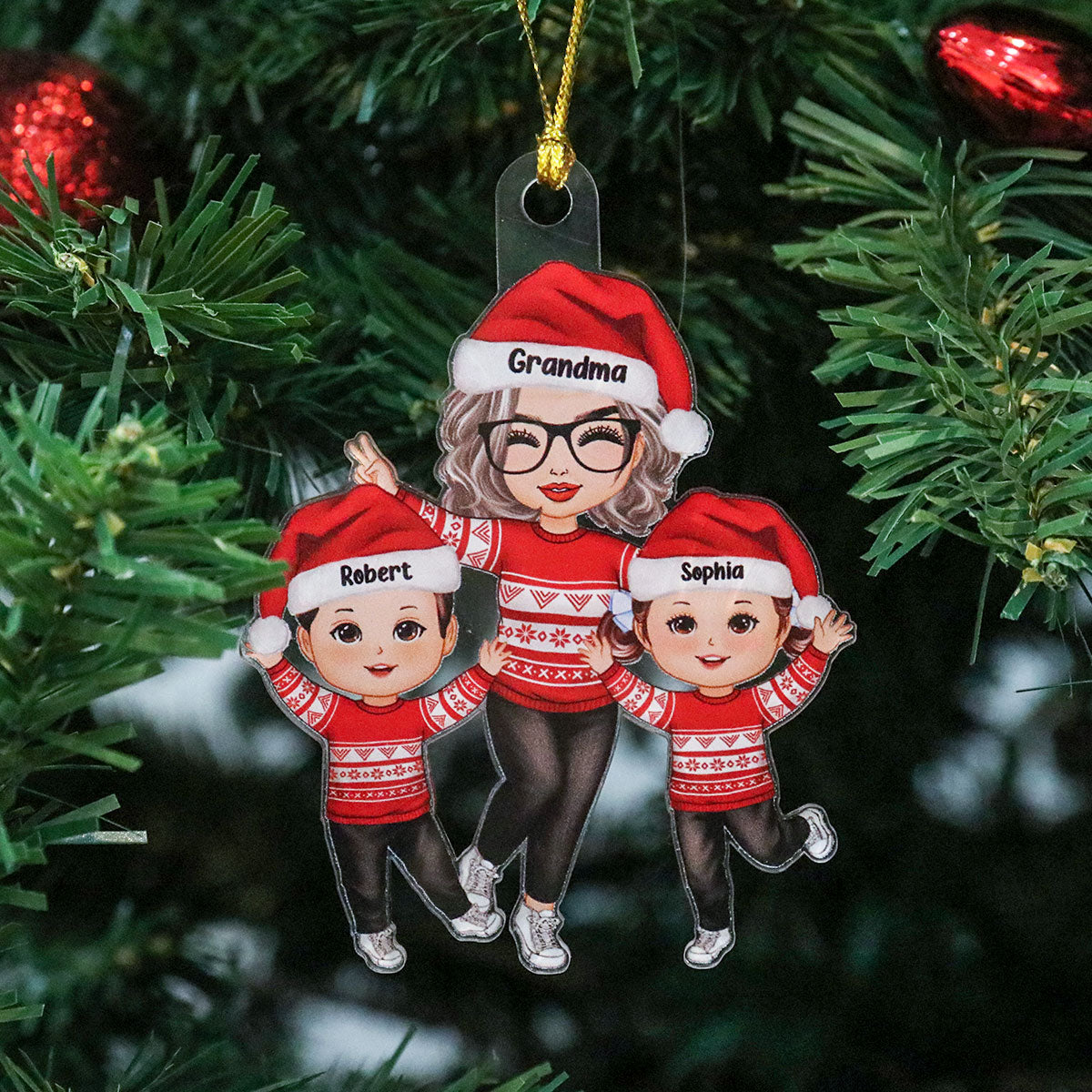 Grandma Grandkids Personalized Acrylic Ornament, Gift For Granddaughter Grandson [Grandma nickname can be changed]
