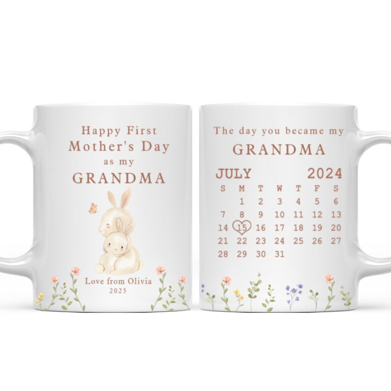 Happy 1st Mother's Day As My Grandma Nana Mommy Calendar Keepsake Personalized Mug