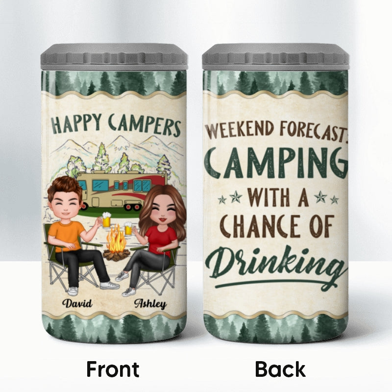 Happy Campers Doll Couple Personalized 4 In 1 Can Cooler