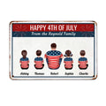 Happy 4th Of July Independence Day Back View Family Couple Kid Dog Cat Personalized Metal Sign