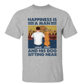 Happiness Is An Old Man And Dog Sitting Near Personalized Shirt