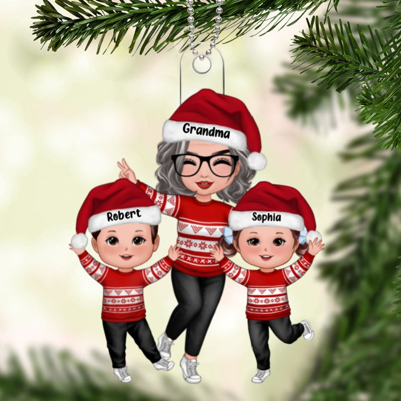 Grandma Grandkids Personalized Acrylic Ornament, Gift For Granddaughter Grandson [Grandma nickname can be changed]