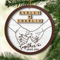 Hand In Hand Couple Wooden Blocks Christmas Personalized 2-Layer Wooden Ornament, Christmas Gift For Him, For Her